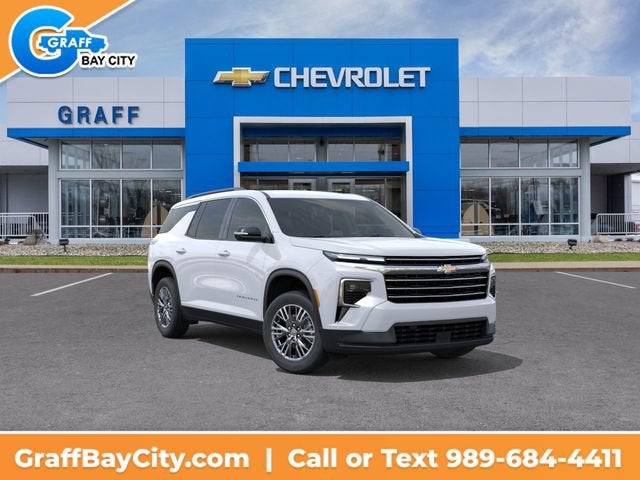 2026 Chevrolet Traverse LT in Summit White — front three-quarter view