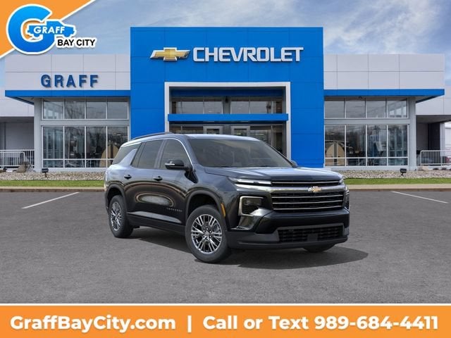2026 Chevrolet Traverse LT in Mosaic Black Metallic — front three-quarter view