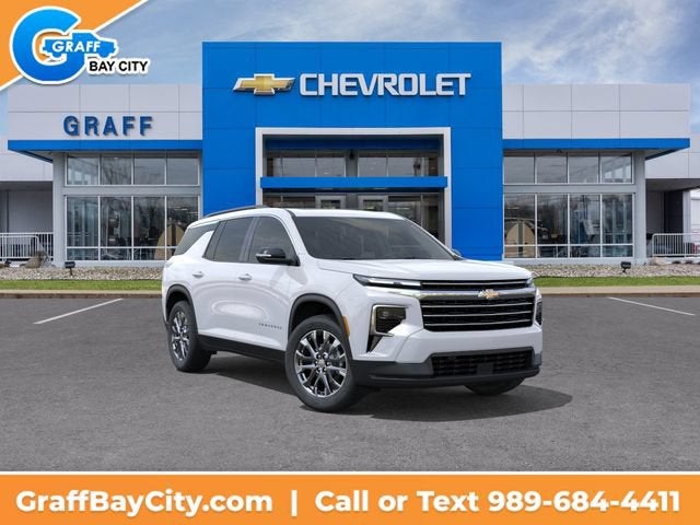 2026 Chevrolet Traverse LT in Summit White — front three-quarter view