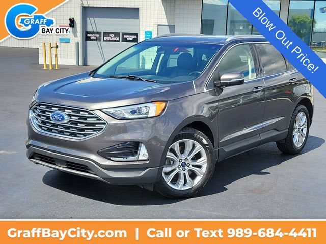 2019 Ford Edge Titanium in Gray — front three-quarter view