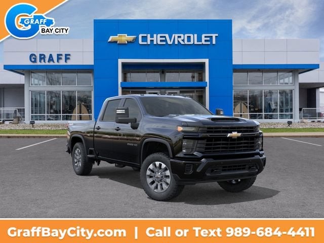 2026 Chevrolet Silverado 2500 HD Custom in Black — front three-quarter view