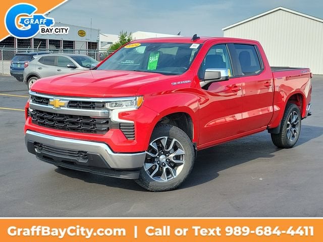 2024 Chevrolet Silverado 1500 LT (2FL) in Red Hot — front three-quarter view