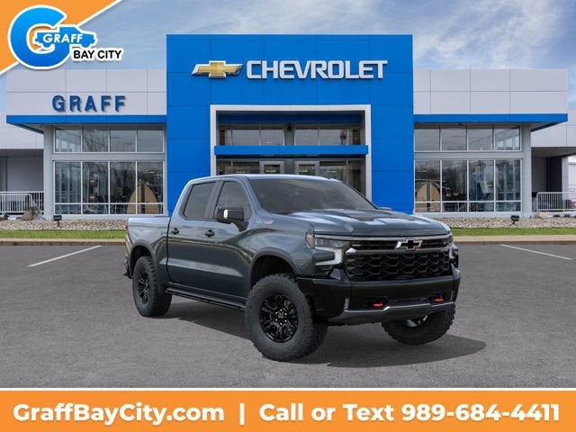 2026 Chevrolet Silverado 1500 ZR2 in Cypress Gray — front three-quarter view