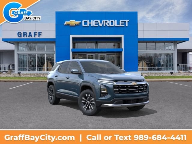 2027 Chevrolet Equinox AWD LT in Lakeshore Blue Metallic — front three-quarter view